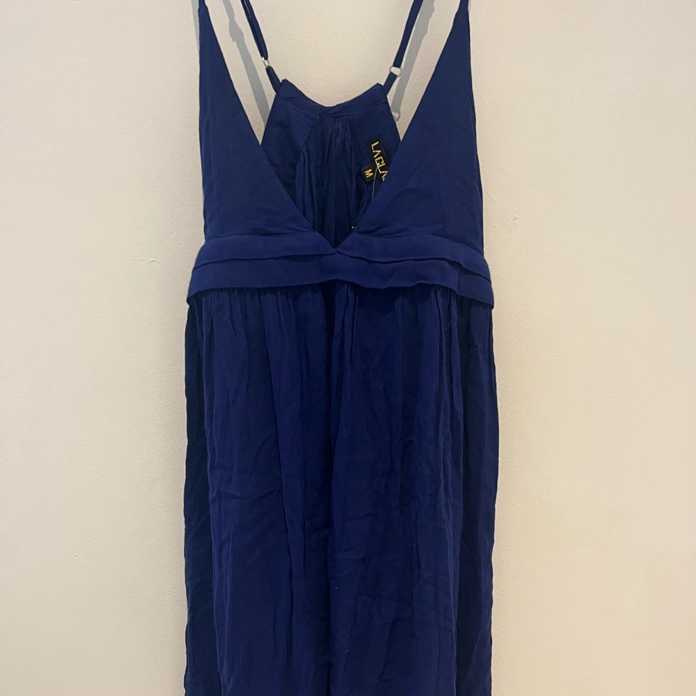 LA CLASS Deep V Navy Blue Sundress